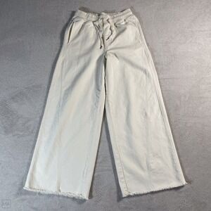 Aerie Women's Soft Landing Trouser Wide Leg Sweatpants Pull On Lounge S Cream